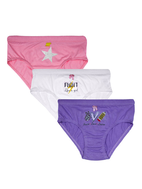 

DChica Girls Pack Of 3 Printed Basic Briefs DCPNDC6468, White