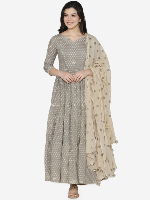 

TARA-C-TARA Women Beige Printed Maxi Dress