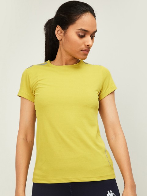 

Kappa Women Yellow Solid Round Neck T-shirt