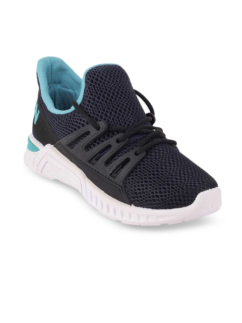 

Kittens Boys Black & Blue Woven Design Synthetic Leather Mid-Top Sneakers