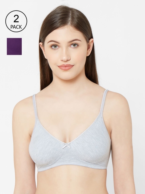 

Juliet Women Pack Of 2 Solid Non Padded Non-Wired All Day Comfort Everyday Bra 1025 MZ, Grey melange