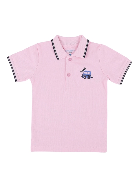 

Pantaloons Baby Boys Pink Solid Polo Collar T-shirt