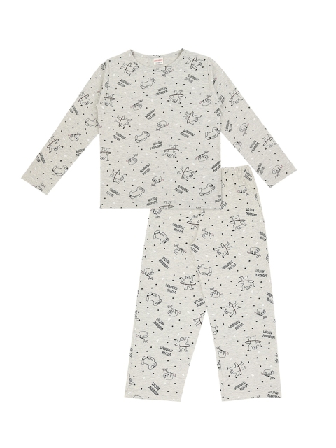 

RAINE AND JAINE Girls Grey Printed Night Suit