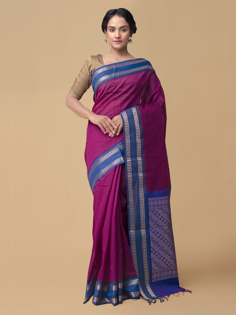 

Unnati Silks Pink Pure Cotton Woven Design Handloom Uppada Saree
