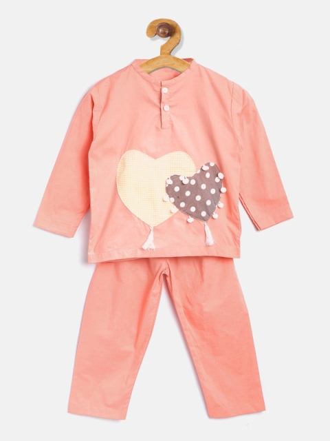 

Kids Clan Unisex Kids Coral-Coloured Solid Night Suit