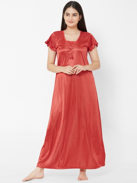 

Juliana Dream Women Red Solid Maxi Nightdress