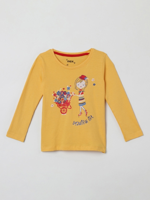 

max Girls Yellow Printed Top