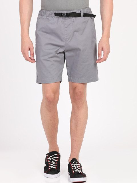 

Breakbounce Men Grey Solid Slim Fit Regular Shorts