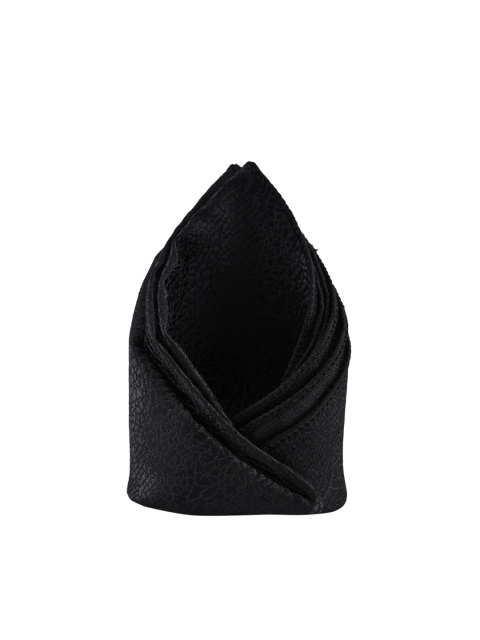 

BuckleUp Men Black Self Design Pocket Square