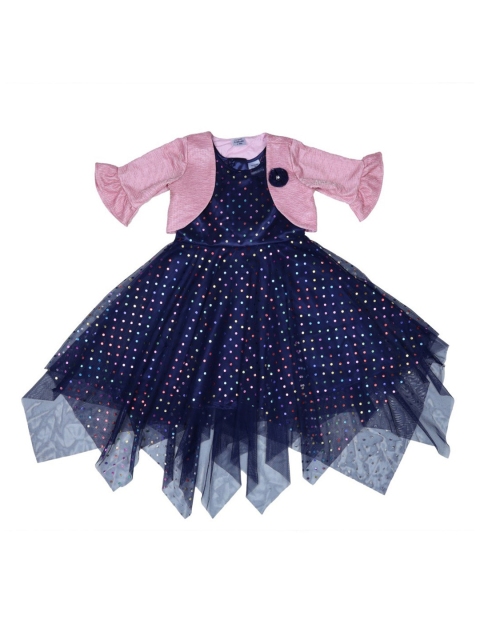 

Doodle Girls Navy Blue Embellished Fit and Flare Dress