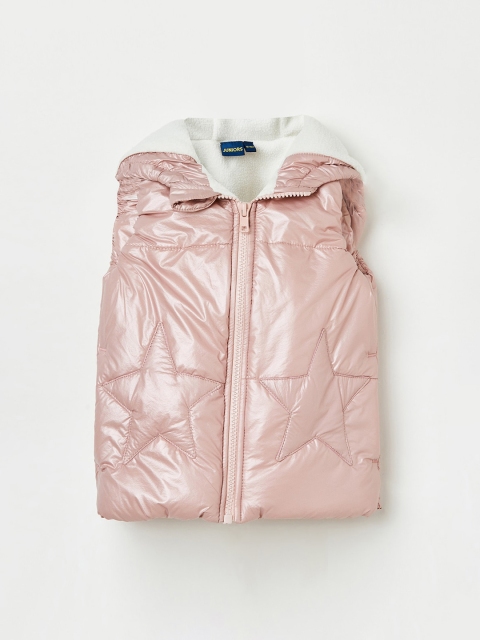 

Juniors by Lifestyle Girls Pink Solid Windcheater and Water Resistant Padded Jacket