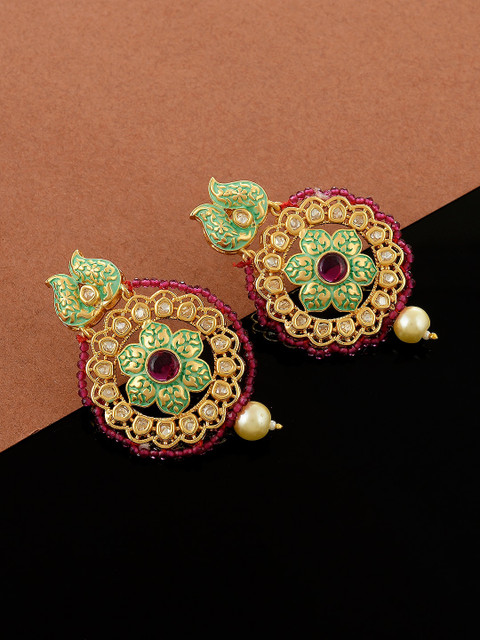 

Imittire Green & Red Floral Drop Earrings