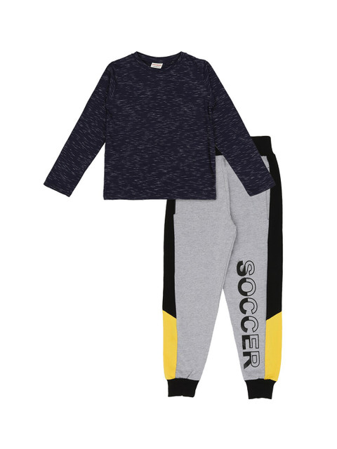 

RAINE AND JAINE Boys Printed T-Shirt With Joggers, Navy blue