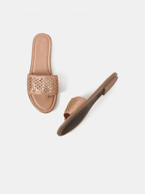 

Biba Women Pink Woven Design Open Toe Flats