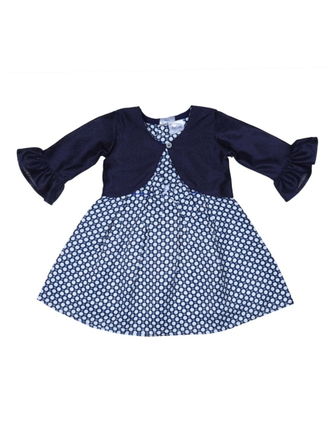 

Doodle Girls Navy Blue Printed Fit and Flare Dress