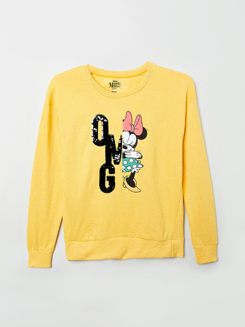

max Girls Yellow Printed Cotton Top