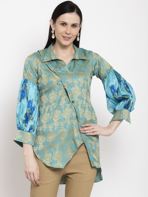 

DUGRI BE THE ONE Women Blue Woven Design A-Line Kurta