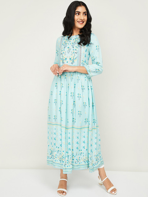 

Melange by Lifestyle Women Blue Printed Anarkali Kurta