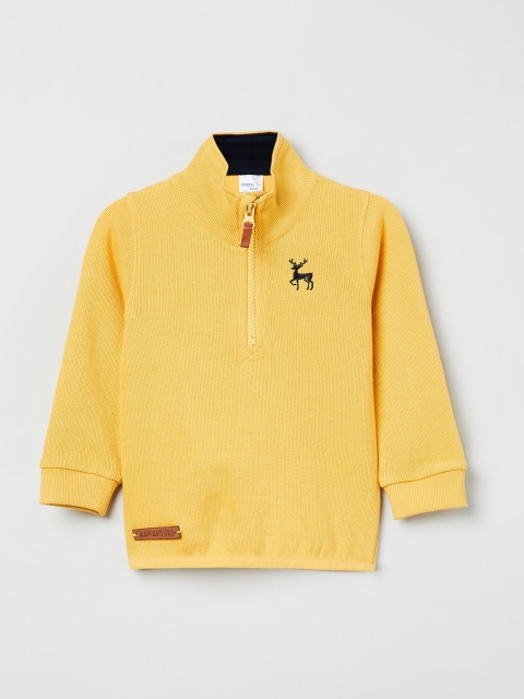 

max Boys Yellow Solid Polo Collar T-shirt