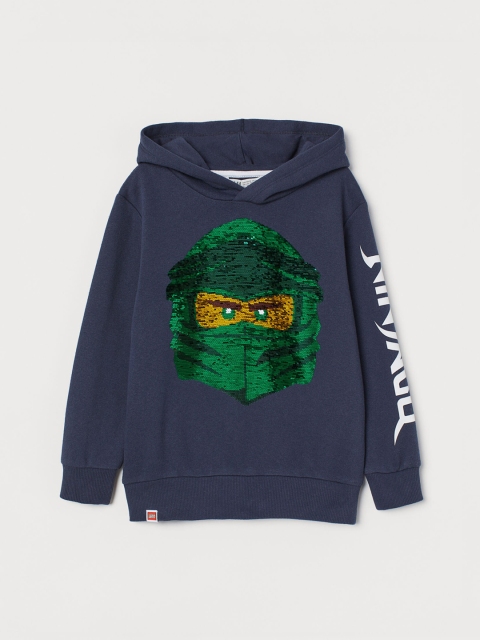 

H&M Boys Blue Sequin-Motif Hoodie