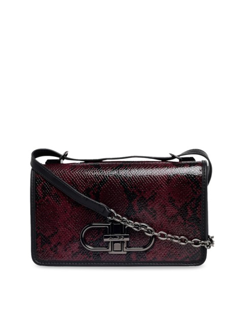 

ALDO Burgundy & Black Textured Sling Bag
