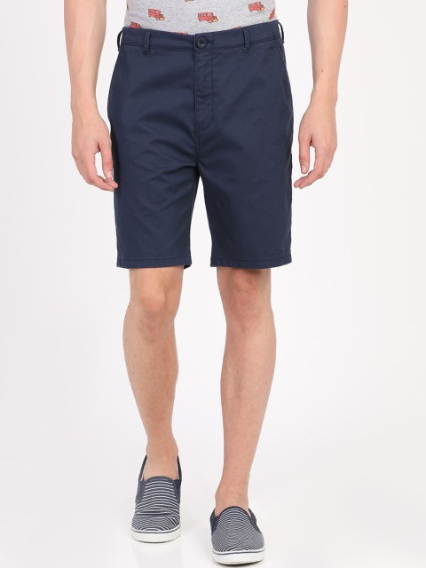 

Breakbounce Men Navy Blue Solid Regular Fit Cotton Shorts