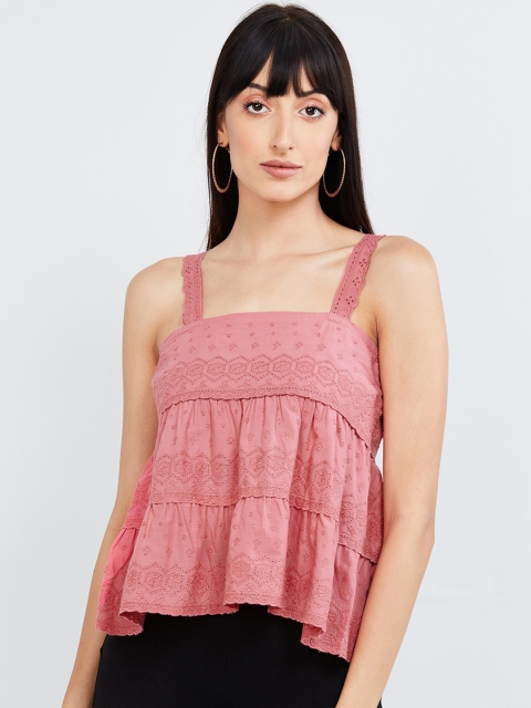 

max Women Pink Printed A-Line Top