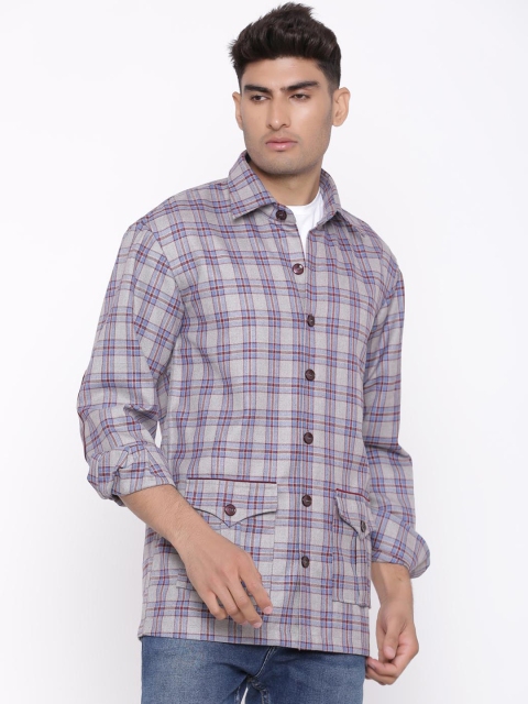 

Tistabene Men Grey Checked Quilted Jacket