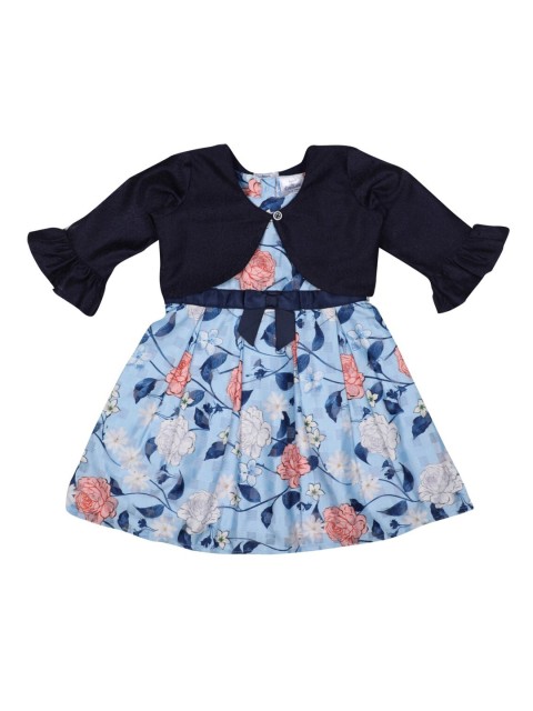 

Doodle Girls Blue Printed Fit and Flare Dress & Shrug