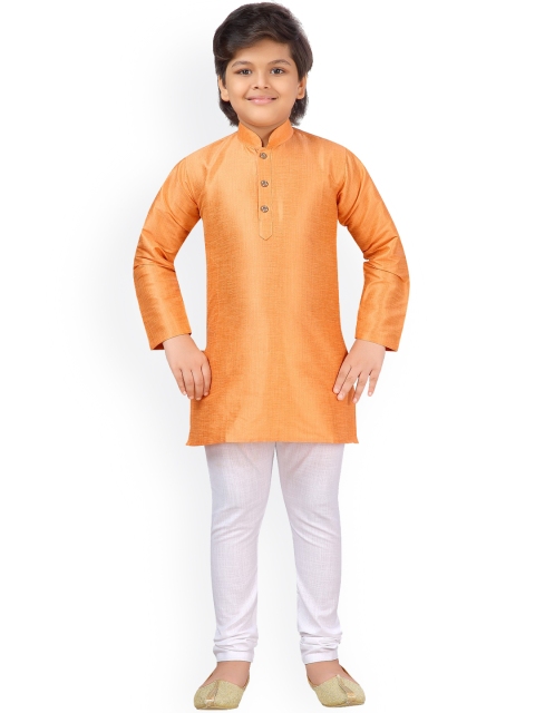 

Aj DEZInES Boys Orange & White Solid Kurta with Pyjamas