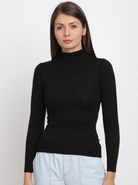 

BEVERLY BLUES Women Black Solid Slim-Fit Pullover Sweater
