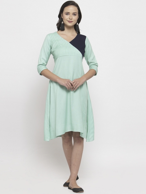 

DUGRI BE THE ONE Women Blue Solid Fit and Flare Dress