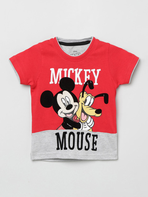 

max Boys Red Printed Round Neck Cotton T-shirt