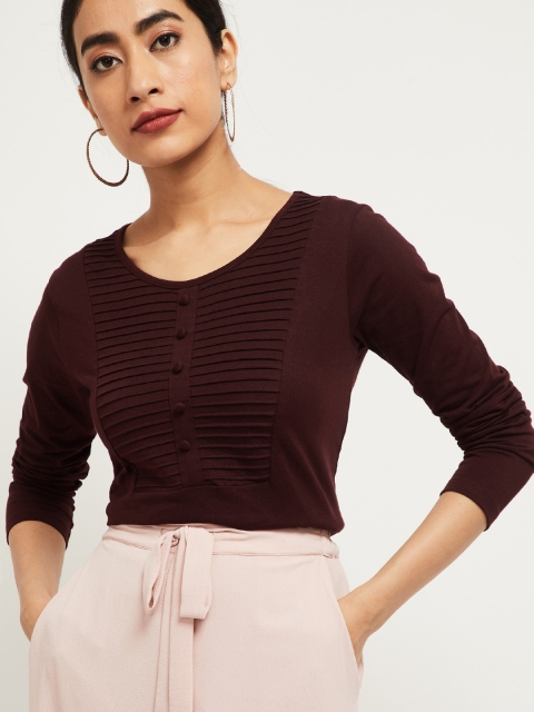 

max Women Brown Solid Top