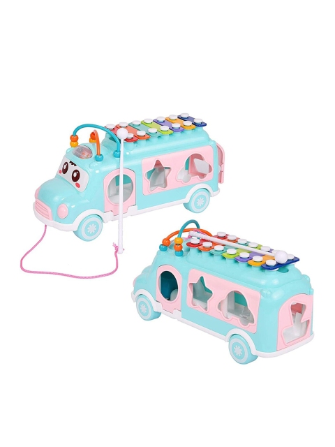 

Wembley Toys Unisex Kids Blue & Pink 3 in 1 Bus Push and Pull Along Toy Set with Xylophone
