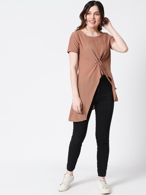 

TERQUOIS Women Brown Solid High-Low Top