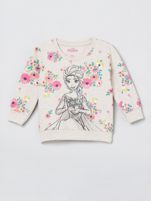 

max Girls Beige Printed Pure Cotton Top