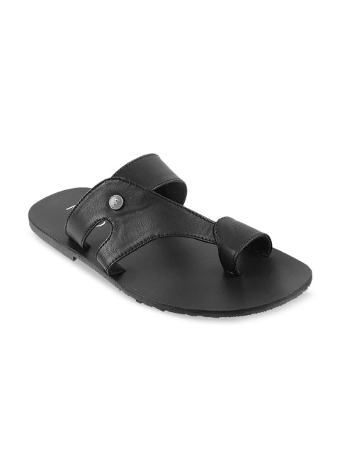 

Metro Men Black Solid Comfort Sandals