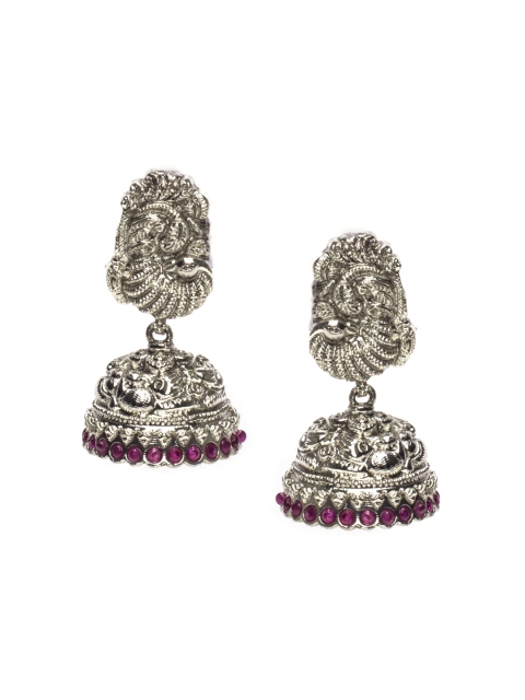 

Alankruthi Silver-Plated Dome Shaped Jhumkas