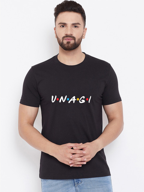 

wesquare Men Black Printed Round Neck T-shirt