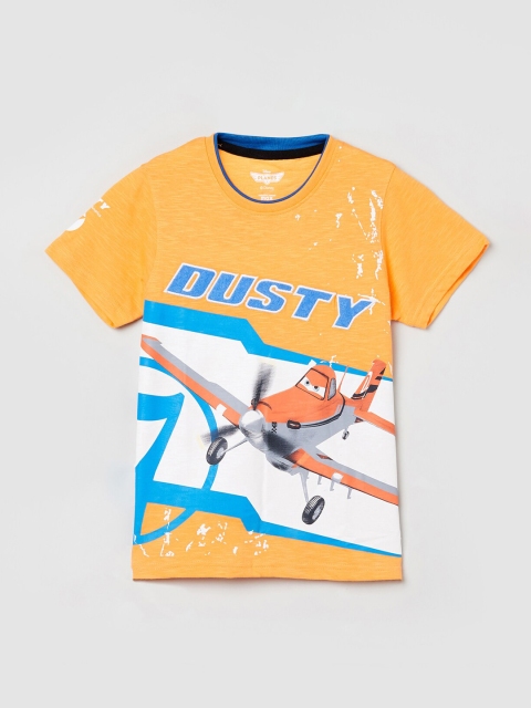

max Boys Orange Printed Round Neck T-shirt