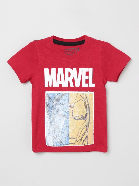 

max Boys Red Printed Round Neck T-shirt