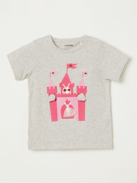 

Juniors by Lifestyle Girls Grey Melange Printed Top