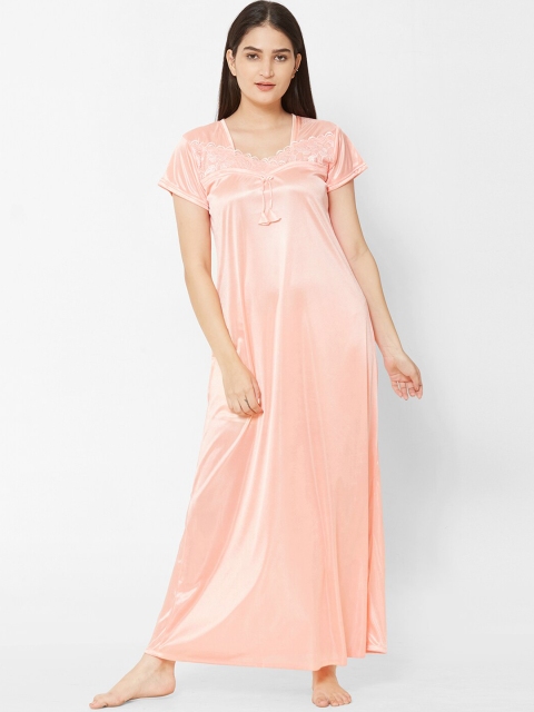 

Juliana Dream Women Peach Coloured Solid Maxi Nightdress