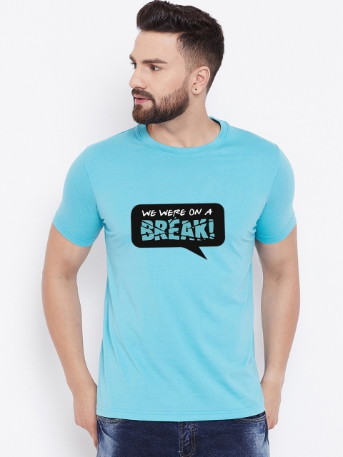 

wesquare Men Blue Printed Round Neck T-shirt