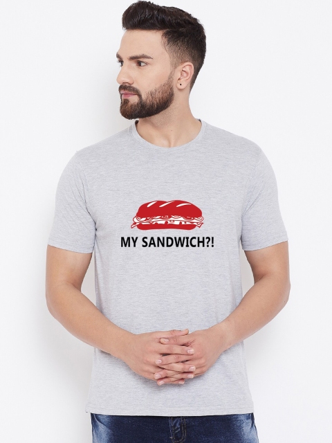 

wesquare Men Grey Printed Round Neck T-shirt
