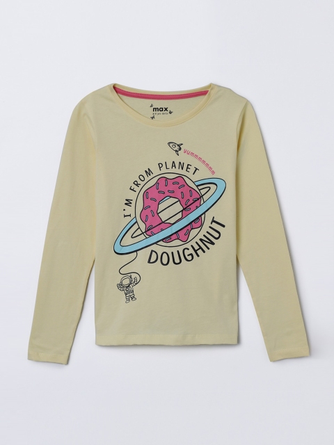 

max Girls Yellow Printed Top