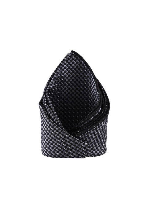 

BuckleUp Men Black & White Self Design Pocket Square