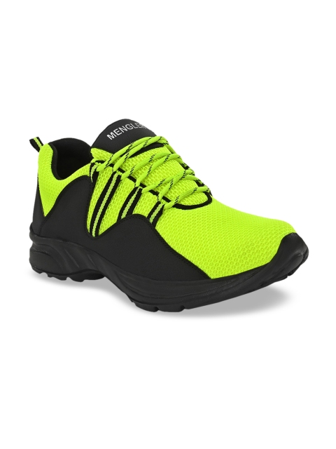 

MENGLER Men Fluorescent Green & Black Running Shoes
