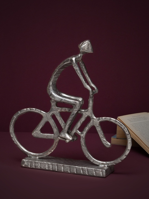 

CASA DECOR Silver-Toned Bicycle Cyclist-Shaped Sustainable Showpiece